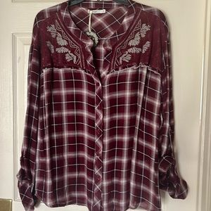 HAZEL PLAID & CROCHET TOP